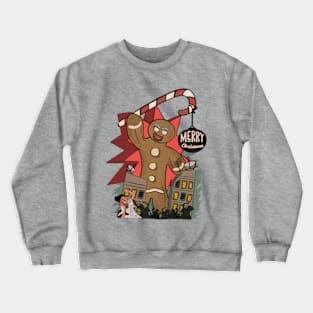 Gingerbread man destroys the city Crewneck Sweatshirt